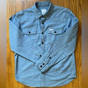 Topo Designs Light Wash Denim Western Shirt | Men’s Medium